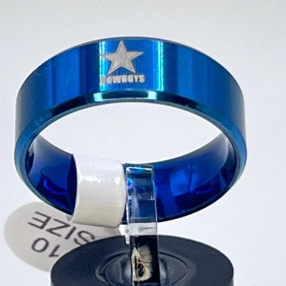 Dallas Cowboys Stainless Steel Blue Ring - Picture 1 of 7